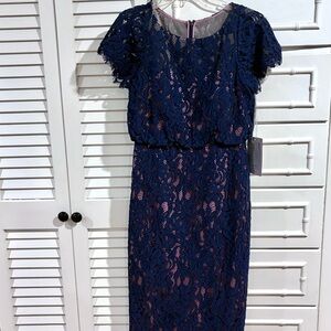 J S COLLECTIONS Navy Lace Dress Size 6 NWT